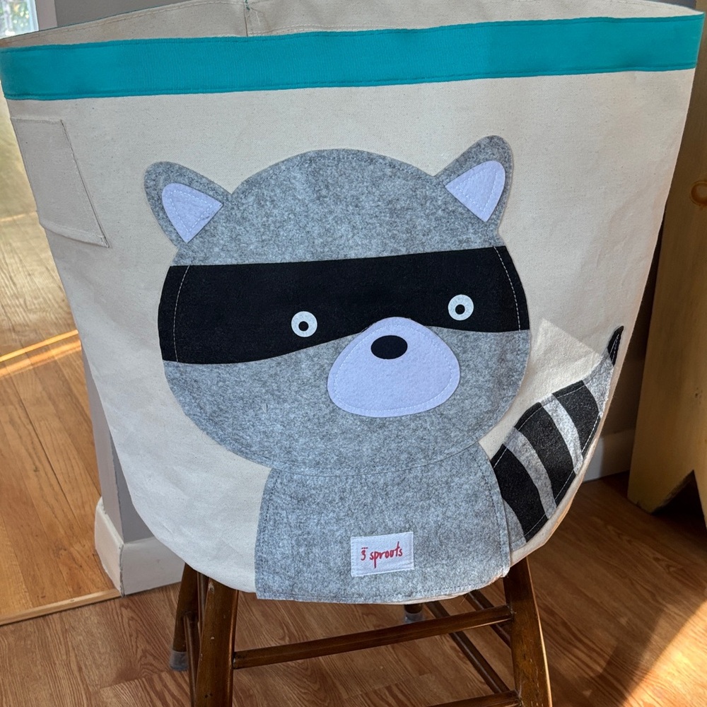 Gray Raccoon Stuffed Animal Toy bin